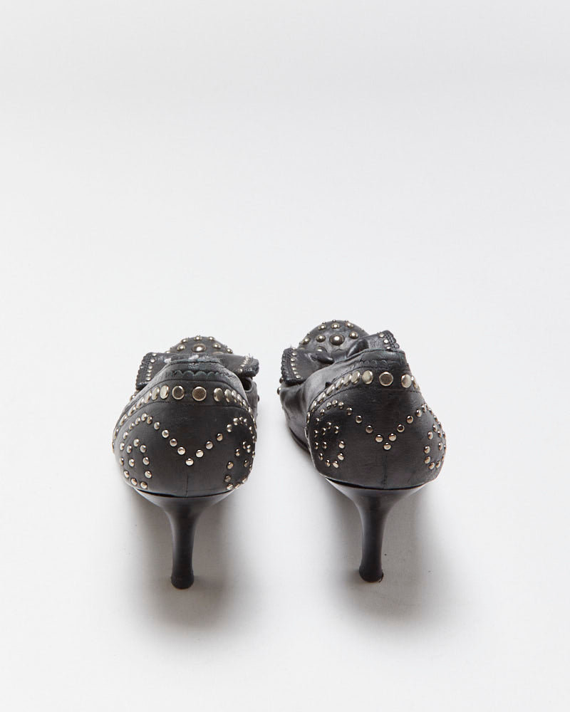 Vintage Stewart Weitzman Studded Bow Kitten Heels - UK5