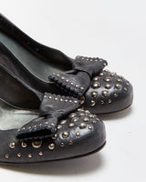 Vintage Stewart Weitzman Studded Bow Kitten Heels - UK5
