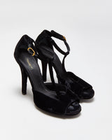 Vintage Dolce &amp; Gabbana Velvet T Bar Peep Toe Heels - UK5.5