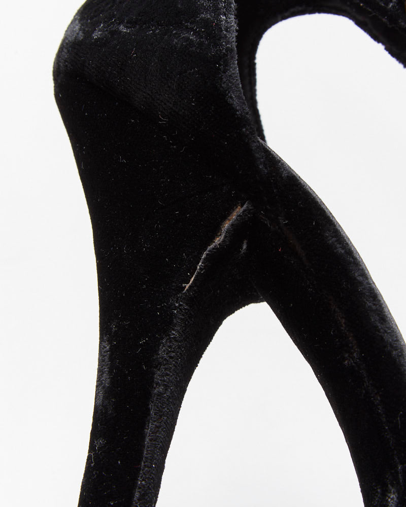 Vintage Dolce &amp; Gabbana Velvet T Bar Peep Toe Heels - UK5.5