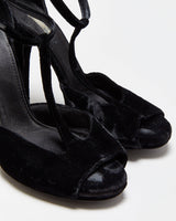 Vintage Dolce &amp; Gabbana Velvet T Bar Peep Toe Heels - UK5.5