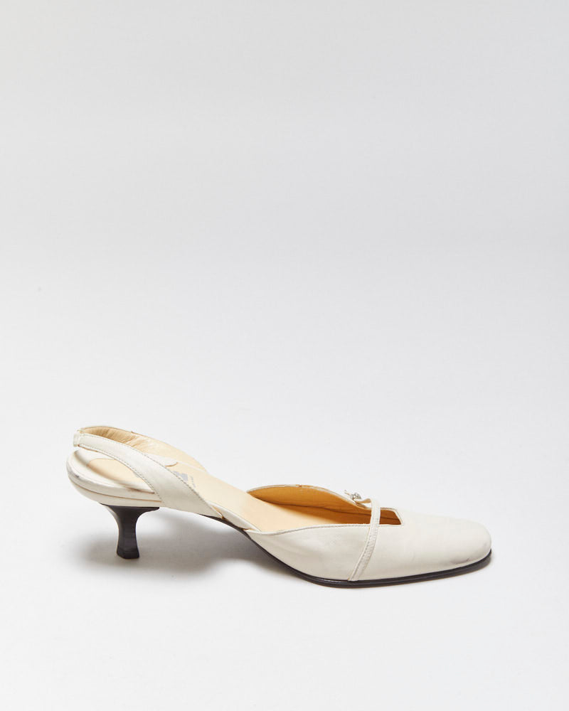 Vintage 1990s Gianni Versace Medusa Leather Sling Back Kitten Heels - UK4.5