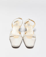 Vintage 1990s Gianni Versace Medusa Leather Sling Back Kitten Heels - UK4.5