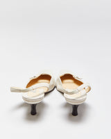 Vintage 1990s Gianni Versace Medusa Leather Sling Back Kitten Heels - UK4.5