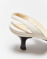 Vintage 1990s Gianni Versace Medusa Leather Sling Back Kitten Heels - UK4.5