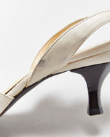 Vintage 1990s Gianni Versace Medusa Leather Sling Back Kitten Heels - UK4.5