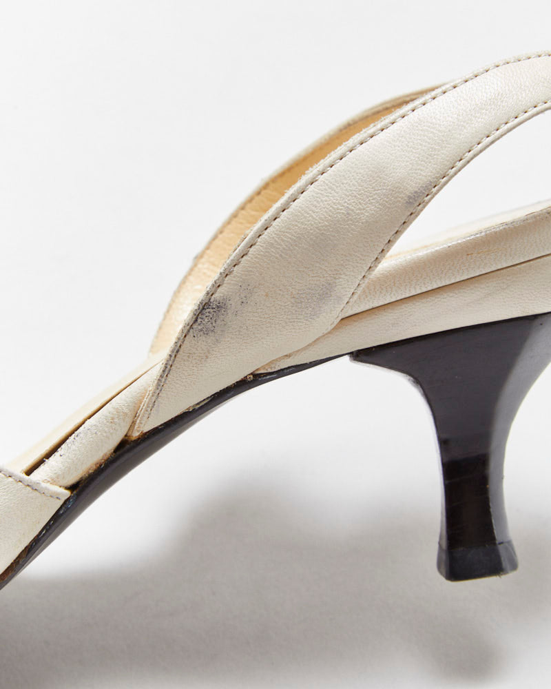 Vintage 1990s Gianni Versace Medusa Leather Sling Back Kitten Heels - UK4.5