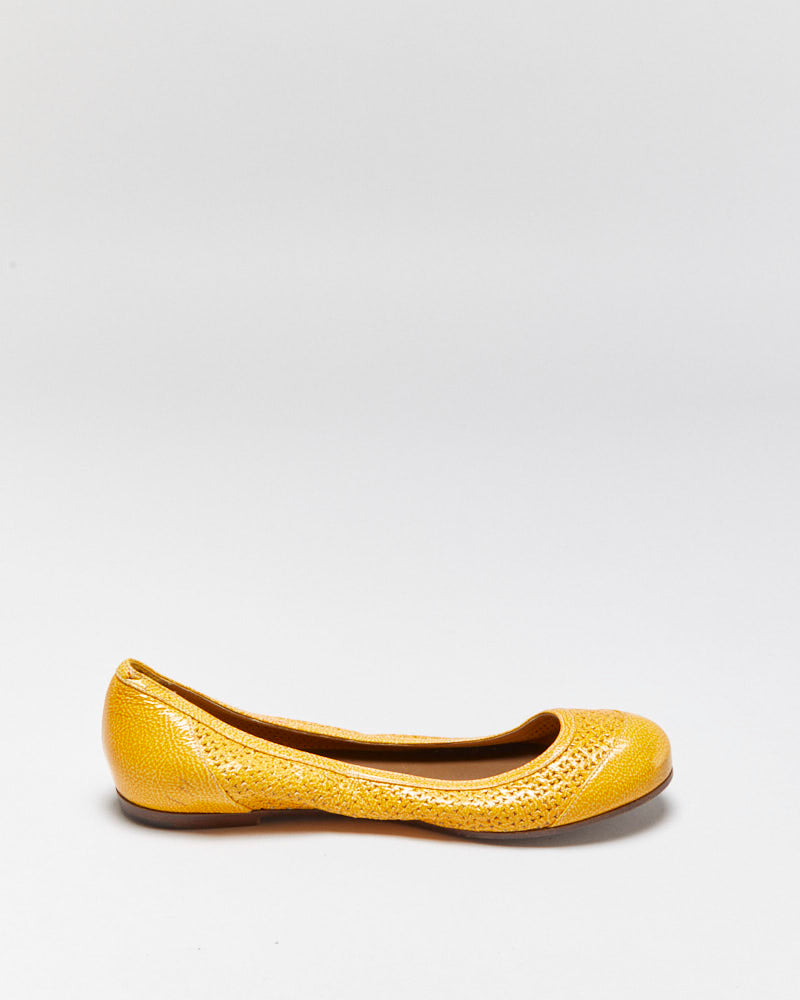 Bottega Veneta Perforated Patent Leather Ballet Flats - UK5.5