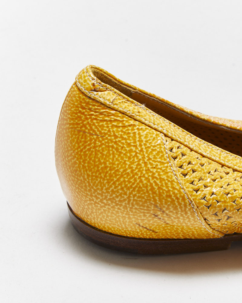 Bottega Veneta Perforated Patent Leather Ballet Flats - UK5.5