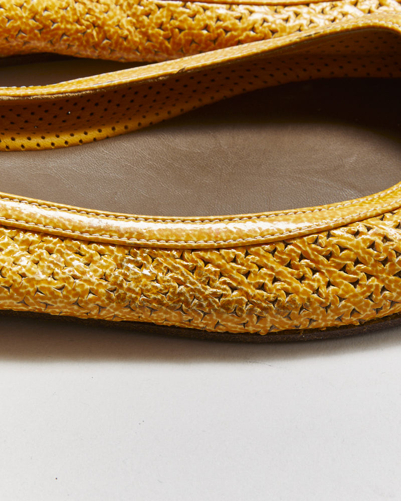 Bottega Veneta Perforated Patent Leather Ballet Flats - UK5.5