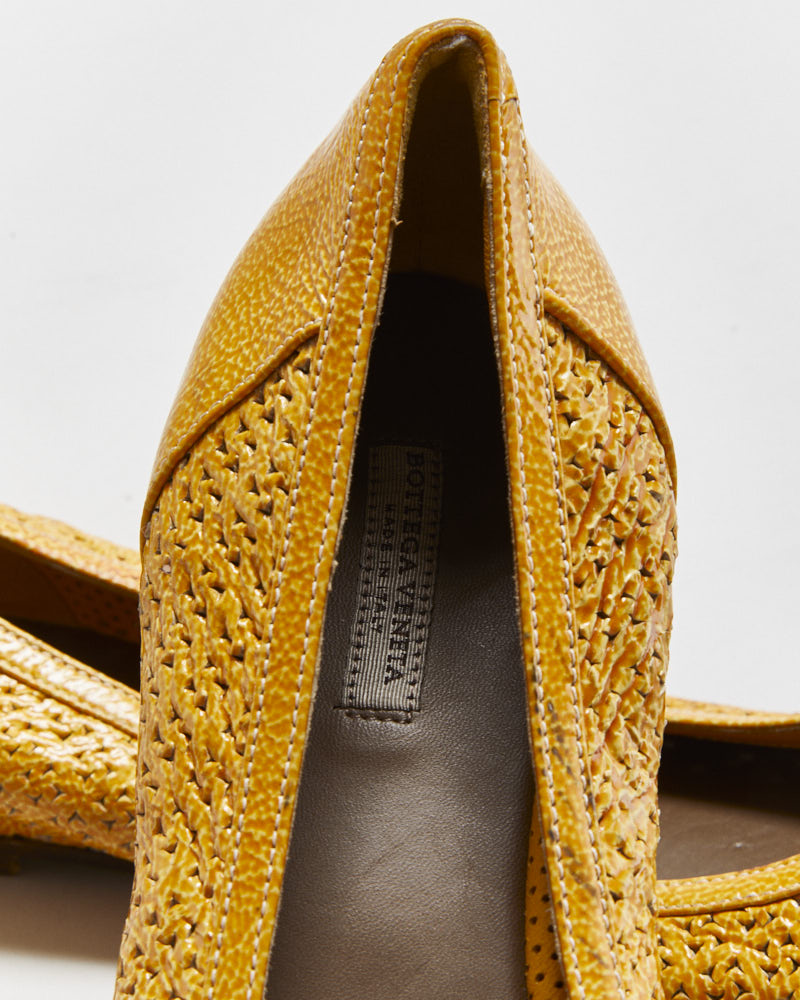 Bottega Veneta Perforated Patent Leather Ballet Flats - UK5.5