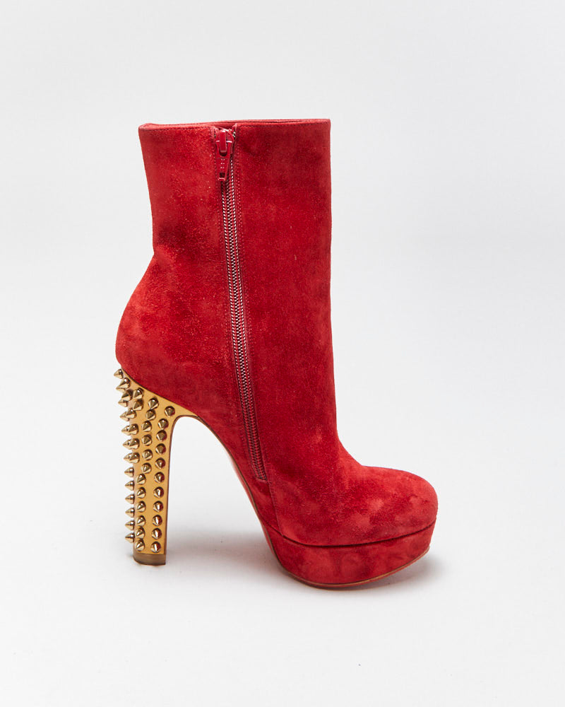 Christian Louboutin Taclou Suede Studded Ankle Boots - UK2.5