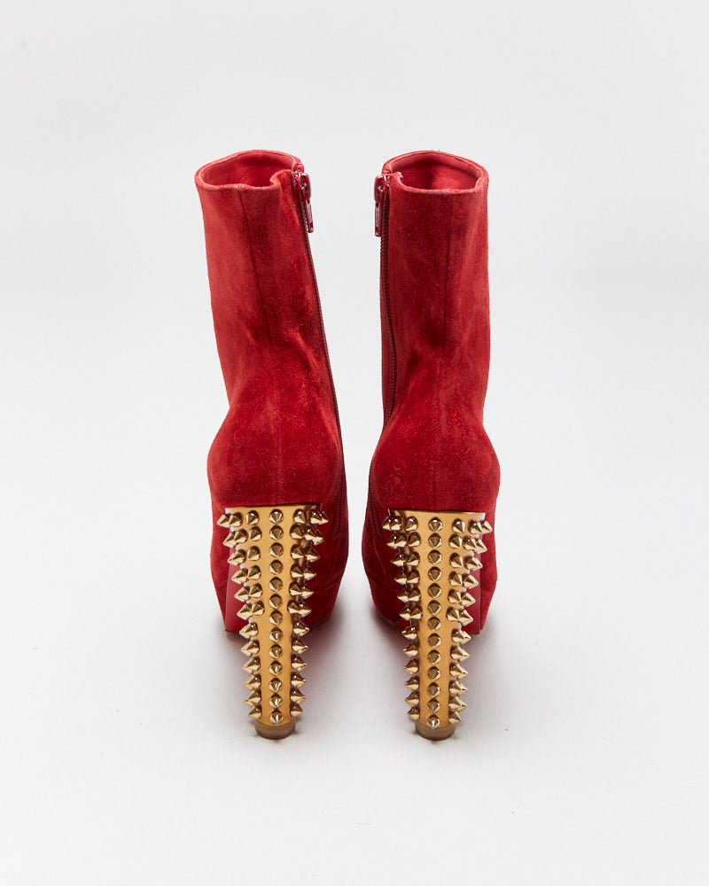 Christian Louboutin Taclou Suede Studded Ankle Boots - UK2.5