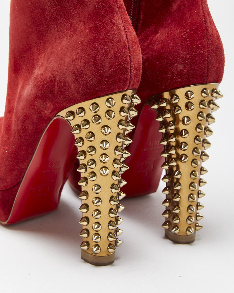 Christian Louboutin Taclou Suede Studded Ankle Boots - UK2.5