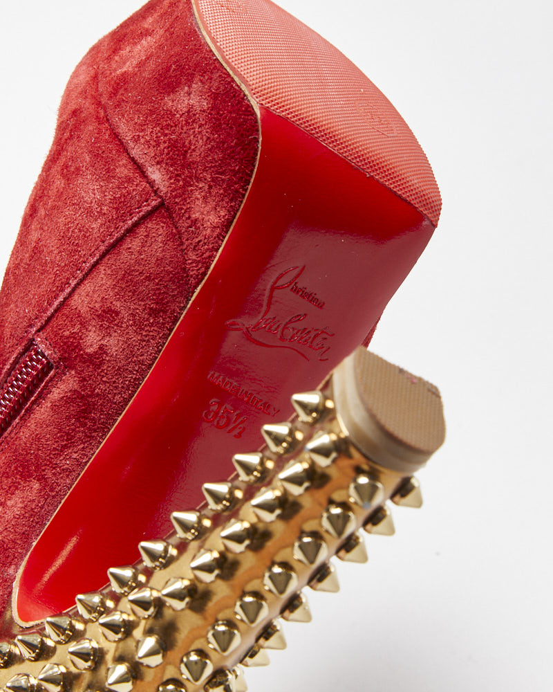 Christian Louboutin Taclou Suede Studded Ankle Boots - UK2.5