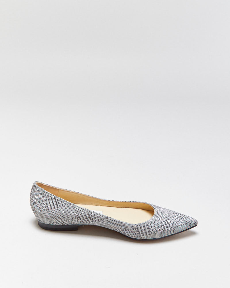Jimmy Choo Glitter Star Houndstooth Pointy Ballet Flats - UK3