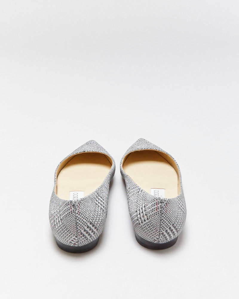 Jimmy Choo Glitter Star Houndstooth Pointy Ballet Flats - UK3