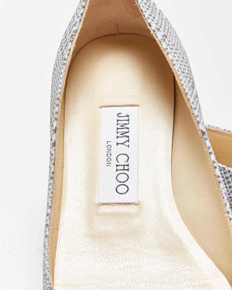 Jimmy Choo Glitter Star Houndstooth Pointy Ballet Flats - UK3