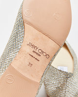 Jimmy Choo Glitter Snakeskin Pointy Ballet Flats - UK3