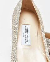 Jimmy Choo Glitter Snakeskin Pointy Ballet Flats - UK3