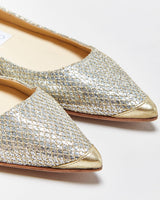 Jimmy Choo Glitter Snakeskin Pointy Ballet Flats - UK3