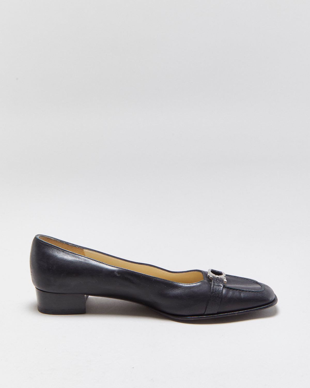 Salvatore Ferragamo Leather Horsebit Heeled Loafer Pumps - UK5