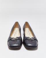 Salvatore Ferragamo Leather Horsebit Heeled Loafer Pumps - UK5