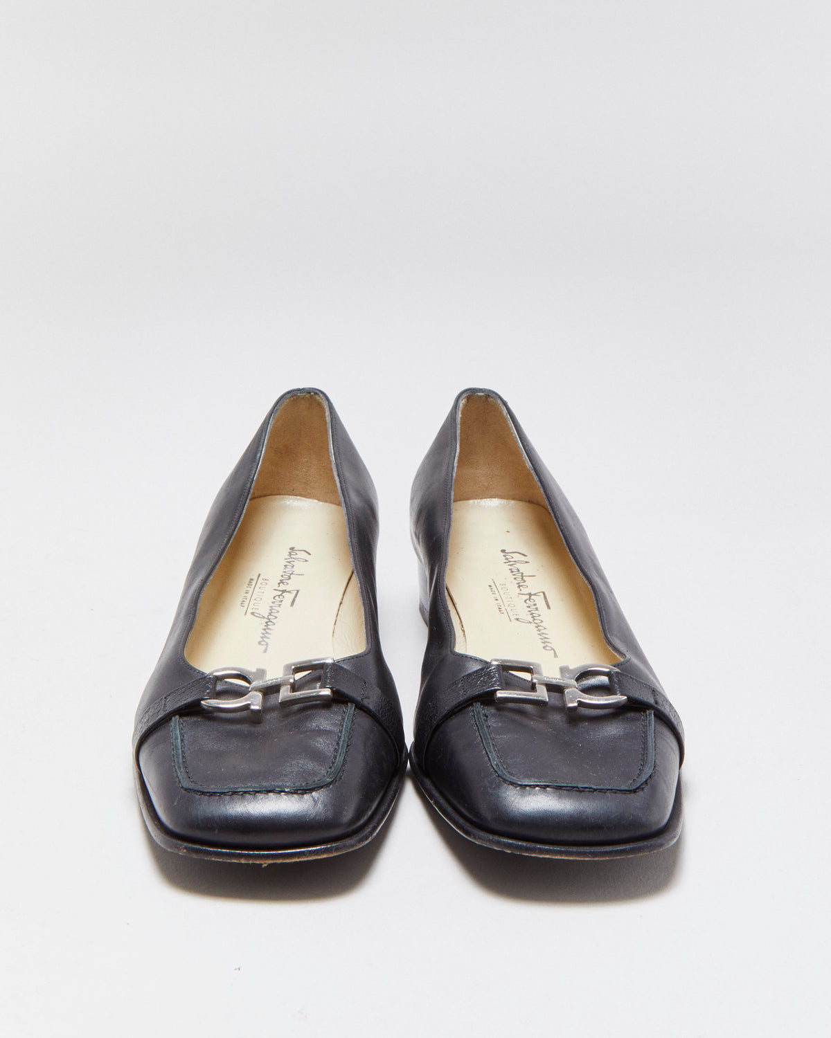 Salvatore Ferragamo Leather Horsebit Heeled Loafer Pumps - UK5