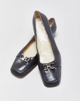 Salvatore Ferragamo Leather Horsebit Heeled Loafer Pumps - UK5