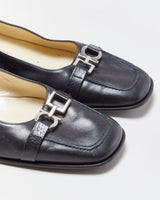 Salvatore Ferragamo Leather Horsebit Heeled Loafer Pumps - UK5