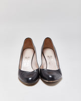 Salvatore Ferragamo Black Leather Wooden heel Pumps - UK6