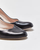 Salvatore Ferragamo Black Leather Wooden heel Pumps - UK6