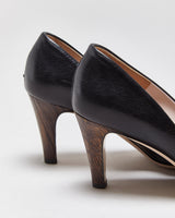 Salvatore Ferragamo Black Leather Wooden heel Pumps - UK6