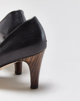 Salvatore Ferragamo Black Leather Wooden heel Pumps - UK6