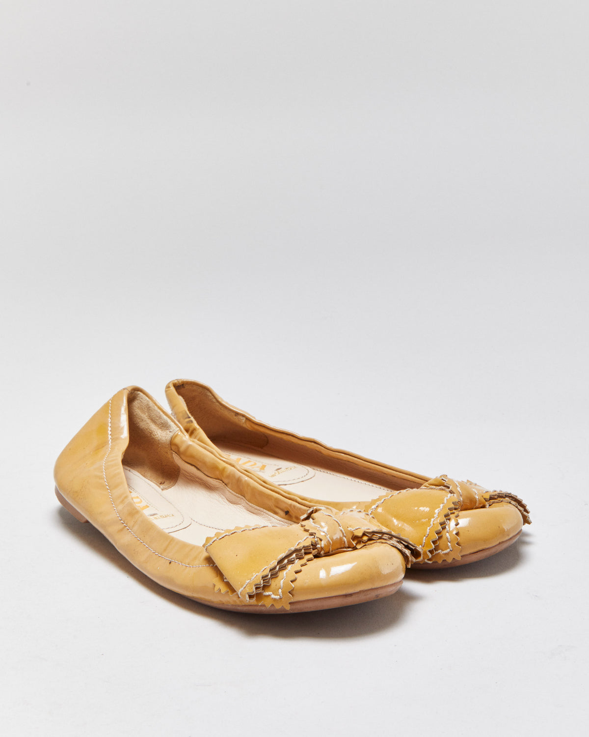 Vintage Prada Patent Leather Bow Ballet Flats - UK3