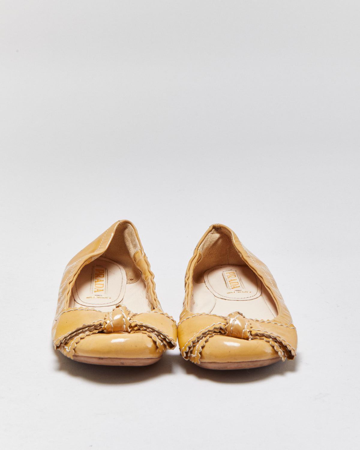 Vintage Prada Patent Leather Bow Ballet Flats - UK3