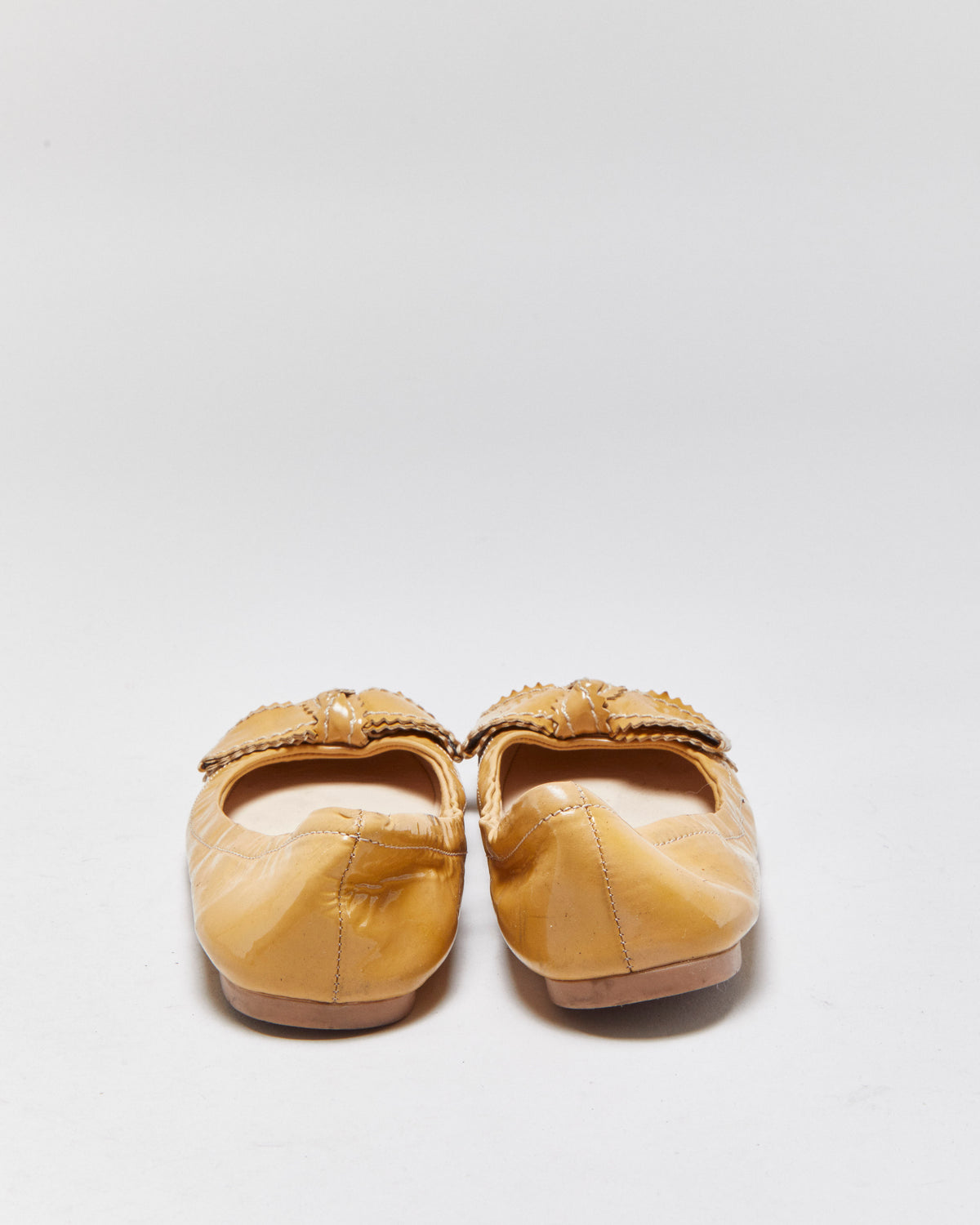 Vintage Prada Patent Leather Bow Ballet Flats - UK3