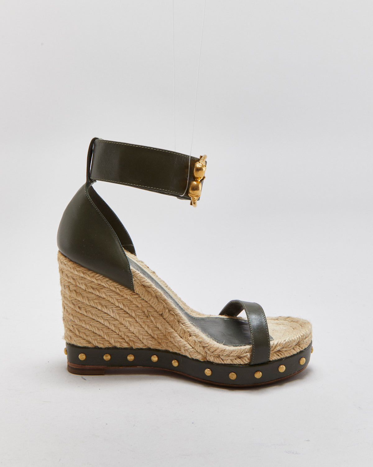 Alexander McQueen Skull Buckle Studded Espadrille Wedges - UK5