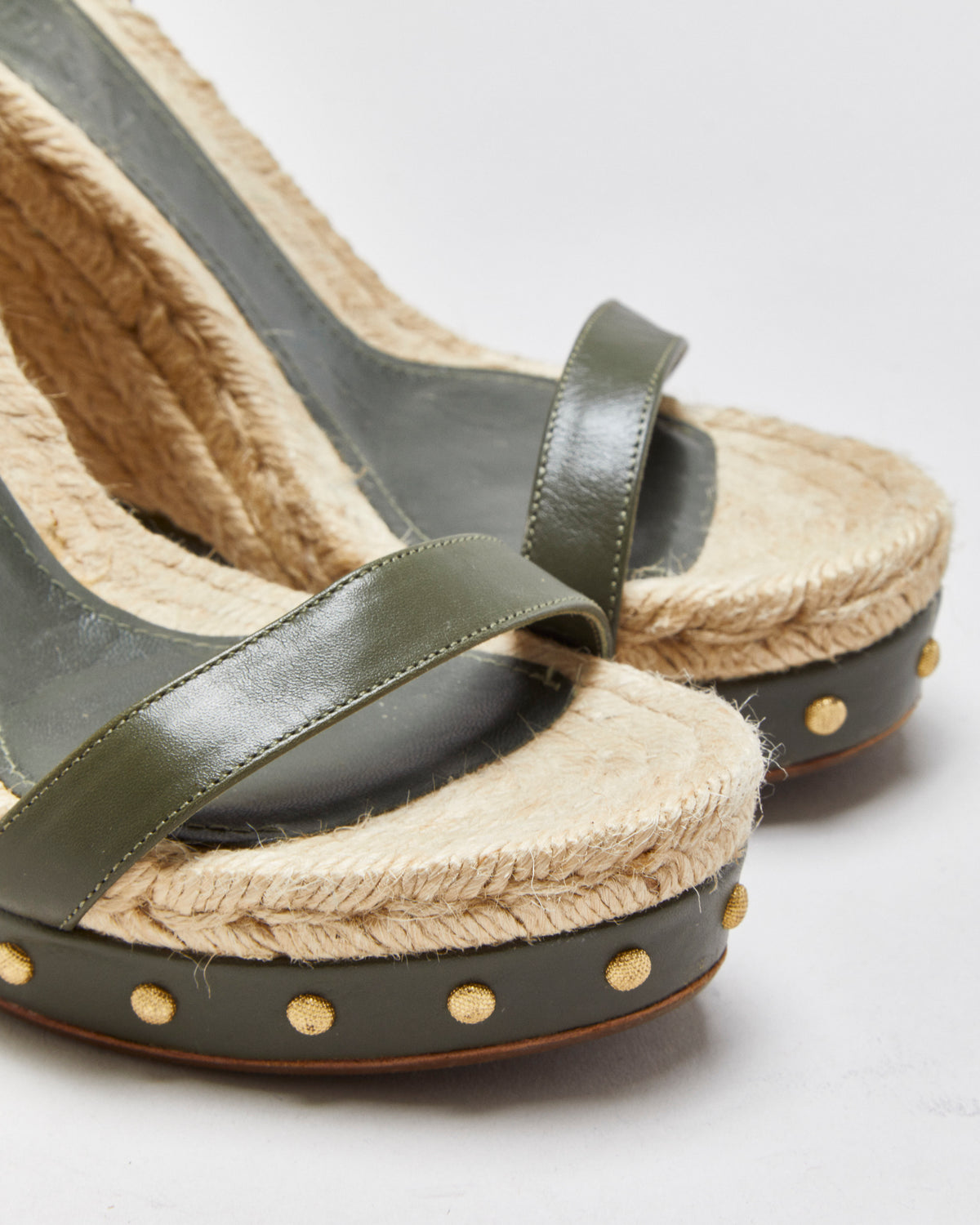 Alexander McQueen Skull Buckle Studded Espadrille Wedges - UK5