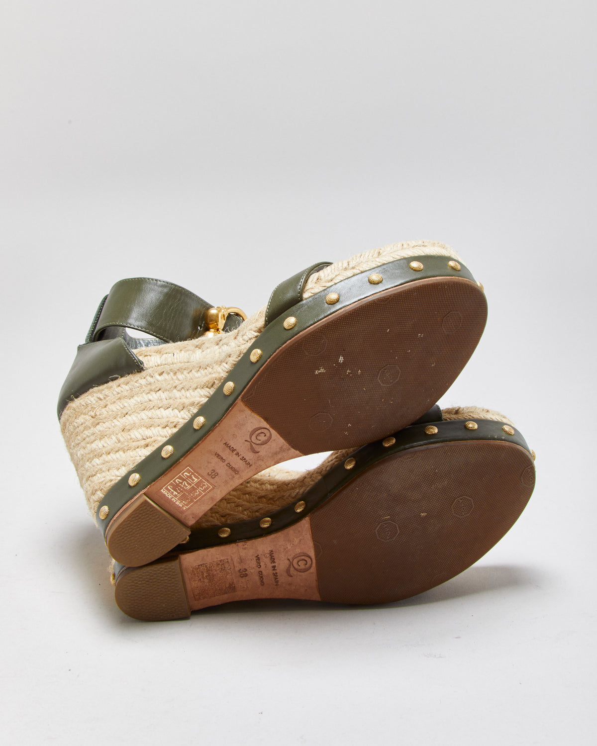 Alexander McQueen Skull Buckle Studded Espadrille Wedges - UK5