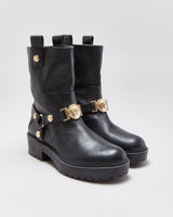 Versace Medusa Buckle Leather Biker Boots - UK4