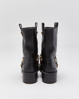 Versace Medusa Buckle Leather Biker Boots - UK4