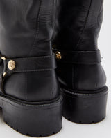 Versace Medusa Buckle Leather Biker Boots - UK4
