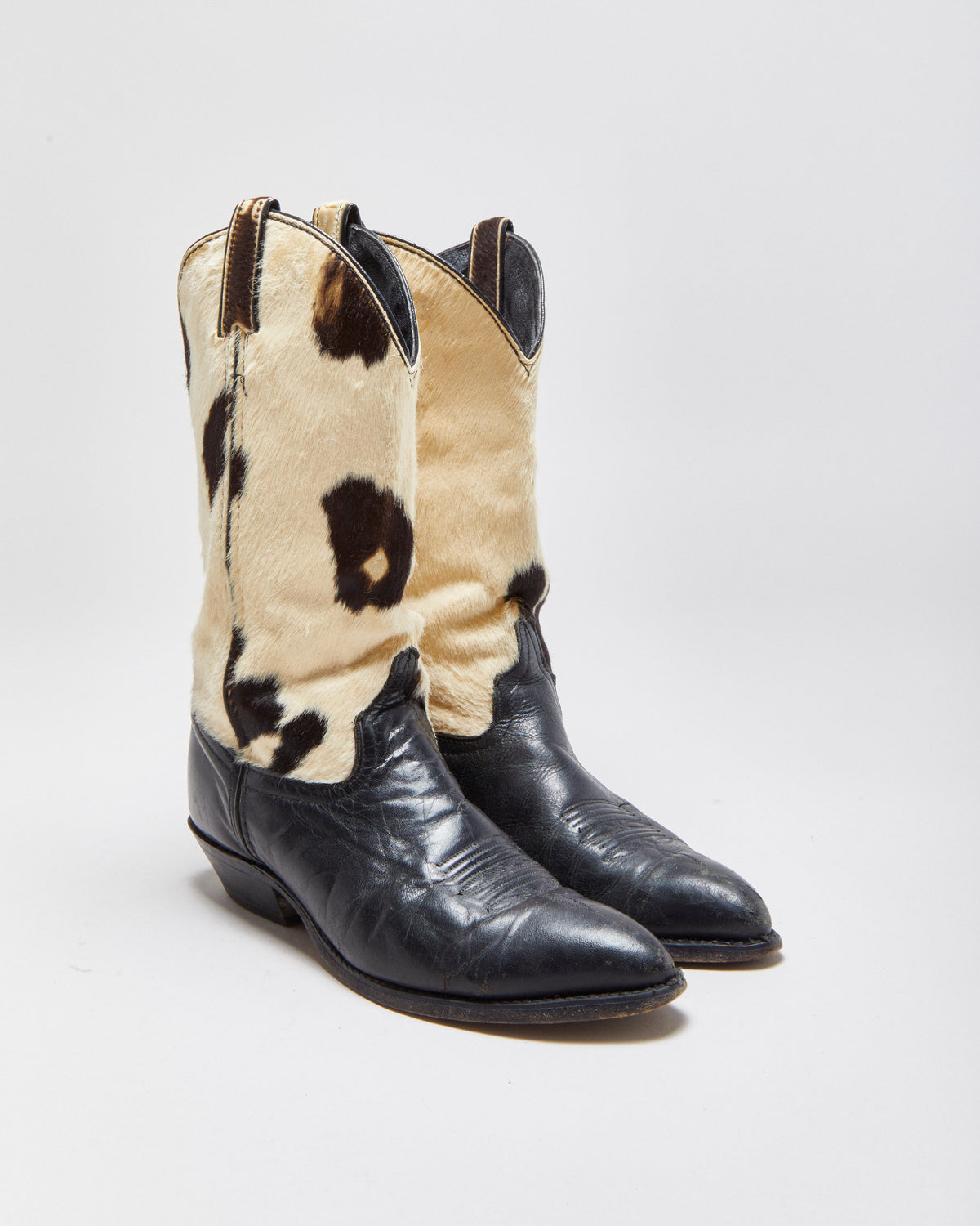 Vintage 1990s Code West Women's Pony Hair Leather Made In USA Western Cowboy Boots - UK4.5
