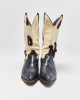 Vintage 1990s Code West Women's Pony Hair Leather Made In USA Western Cowboy Boots - UK4.5