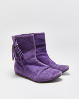 Vintage Y2K F/W 2006 Runway Christian Dior Women's Suede Flat Tassel Booties - UK7