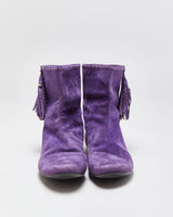 Vintage Y2K F/W 2006 Runway Christian Dior Women's Suede Flat Tassel Booties - UK7