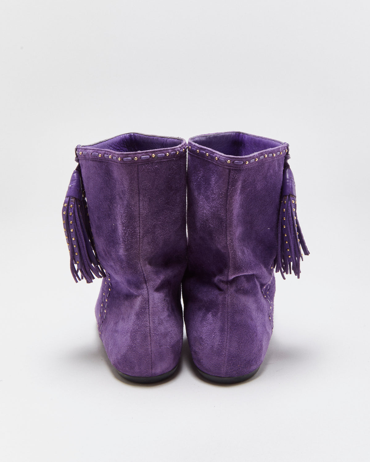Vintage Y2K F/W 2006 Runway Christian Dior Women's Suede Flat Tassel Booties - UK7