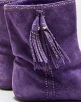 Vintage Y2K F/W 2006 Runway Christian Dior Women's Suede Flat Tassel Booties - UK7
