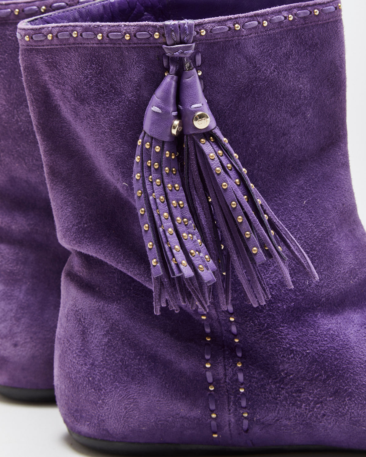 Vintage Y2K F/W 2006 Runway Christian Dior Women's Suede Flat Tassel Booties - UK7